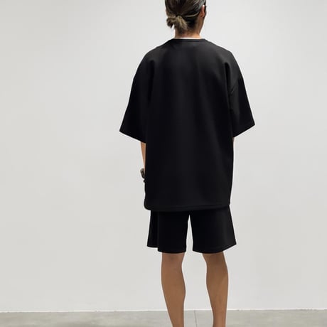 【限定XLセットアップ】「h-LOGO / STREET-LOGO」刺繍ダンボールニットSS×ショーツ/BLACK/XL