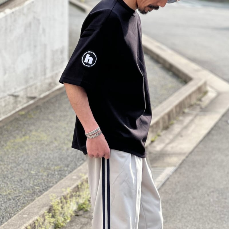 h-LOGO / STREET-LOGO」刺繍ダンボールニットSS / BLUE / S /