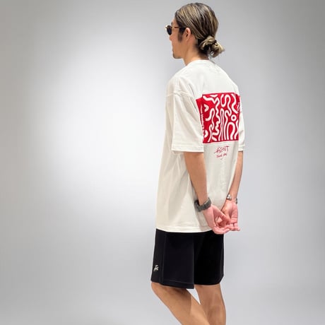 【受注生産】「BLEND IN」SUPER HEAVY WIDE T-SHIRTS /WHITE×RED/M/L