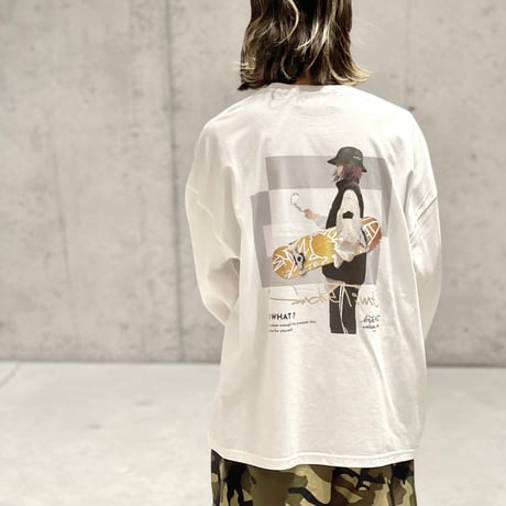 【限定受注デザイン】「SMOKE-mikiko」BIG LONG SLEEVE T-SHIRTS / WHITE/S/M/L