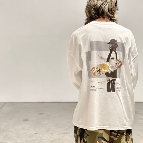 【限定受注デザイン】「SMOKE-mikiko」BIG LONG SLEEVE T-SHIRTS / WHITE/S/M/L