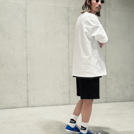 「STREET-LOGO」刺繍ダンボールニットショーツ/WHITE/M/L