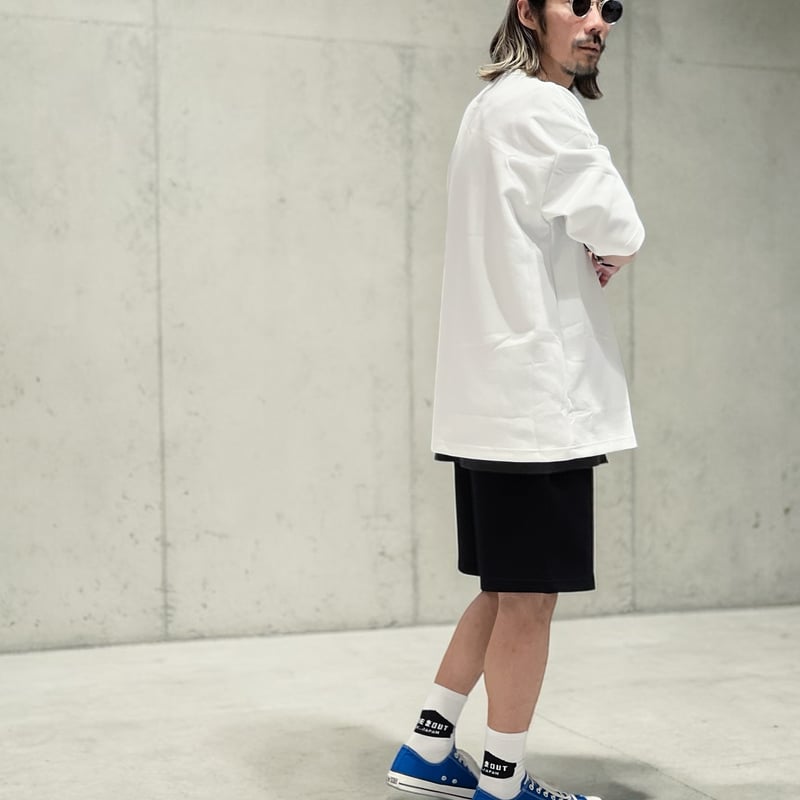 STREET-LOGO」刺繍ダンボールニットショーツ/WHITE/M/L | HIDEOUT