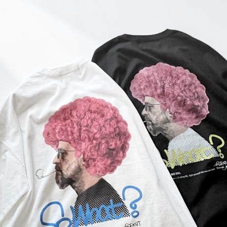 「AFRO OYAJI」 BIG LONG SLEEVE T-SHIRTS / BLACK/S/M/L