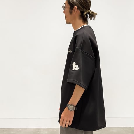 【限定XLセットアップ】「h-LOGO / STREET-LOGO」刺繍ダンボールニットSS×ショーツ/BLACK/XL