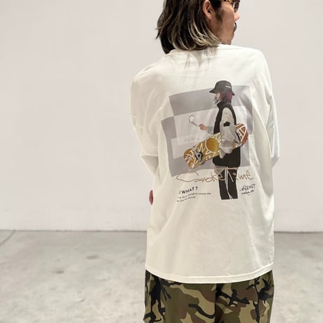 【限定受注デザイン】「SMOKE-mikiko」BIG LONG SLEEVE T-SHIRTS / WHITE/S/M/L