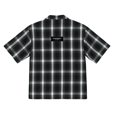 COTTON OPEN COLLAR CHECK SHIRTS / GREY/BLACK/M/L/XL