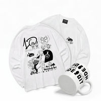 【10周年記念デザイン - 全員集合】-限定-マグ×ロンTセット BIG LONG SLEEVE T-SHIRTS / WHITE/S/M/L