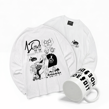 【10周年記念デザイン - 全員集合】-限定-マグ×ロンTセット BIG LONG SLEEVE T-SHIRTS / WHITE/S/M/L