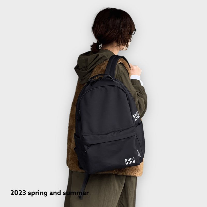 ハンドメイドフレームバッグ　コーデュラ500ブラック　43cm CORDURA BAG PACK - FRONT LOGO刺繍ver. BLACK / ONE