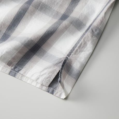 COTTON OPEN COLLAR CHECK SHIRTS / GREY/BLACK/M/L/XL