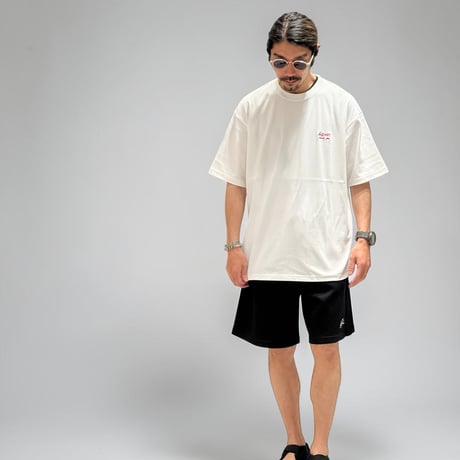 【受注生産】「BLEND IN」SUPER HEAVY WIDE T-SHIRTS /WHITE×RED/M/L