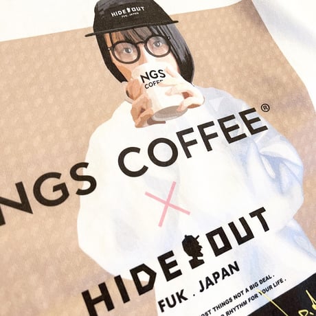 NGS COFFEE × HIDEOUT 限定受注コラボTシャツ  WHITE/XS/S/M/L/XL