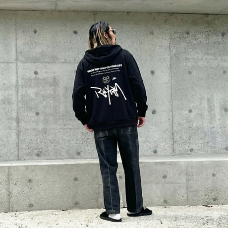 「RHYTHM」 SUPER HEAVY SWEAT HODDIE ZIP UP / BLACK/M/L/XL