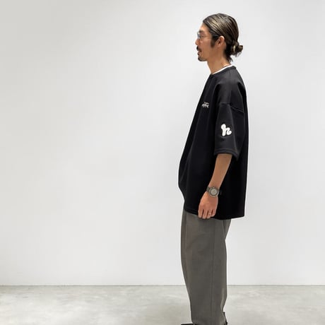 【限定XLセットアップ】「h-LOGO / STREET-LOGO」刺繍ダンボールニットSS×ショーツ/BLACK/XL