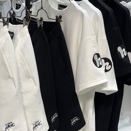 「STREET-LOGO」刺繍ダンボールニットショーツ/BLACK/M/L
