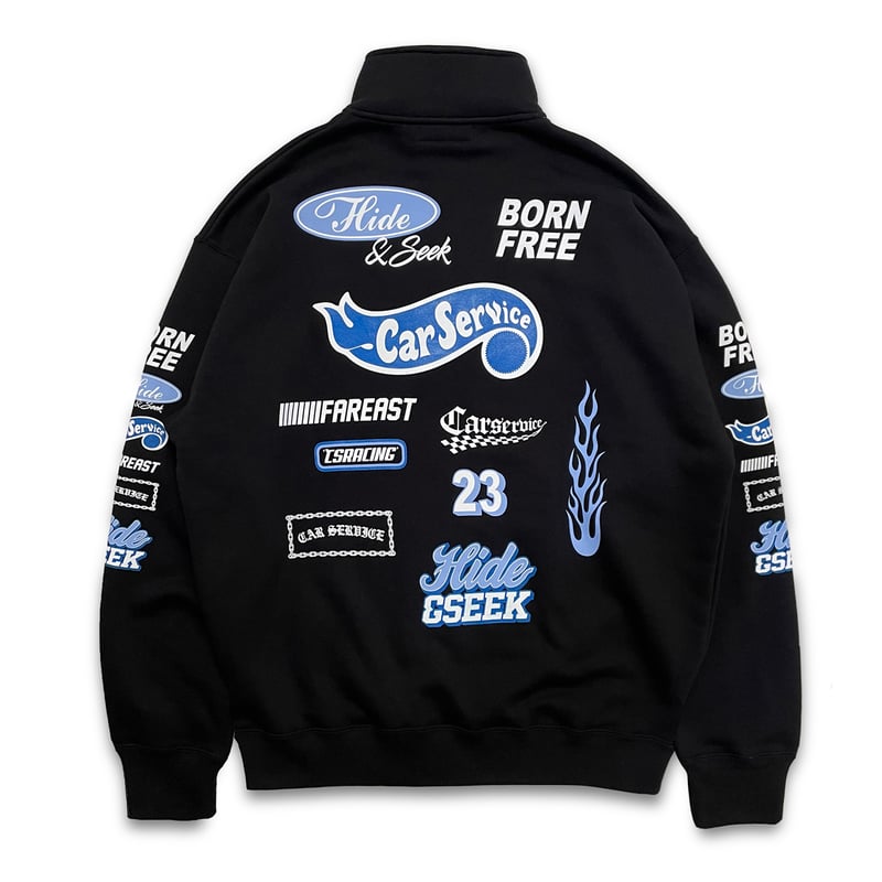HIDE AND SEEK - ×CARSERVICE HOODED SWEAT SHIRT (D-BLUE