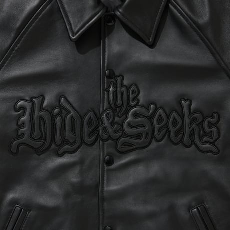 "HideandSeek×Toru Nishiura" Leather Varsity Jacket