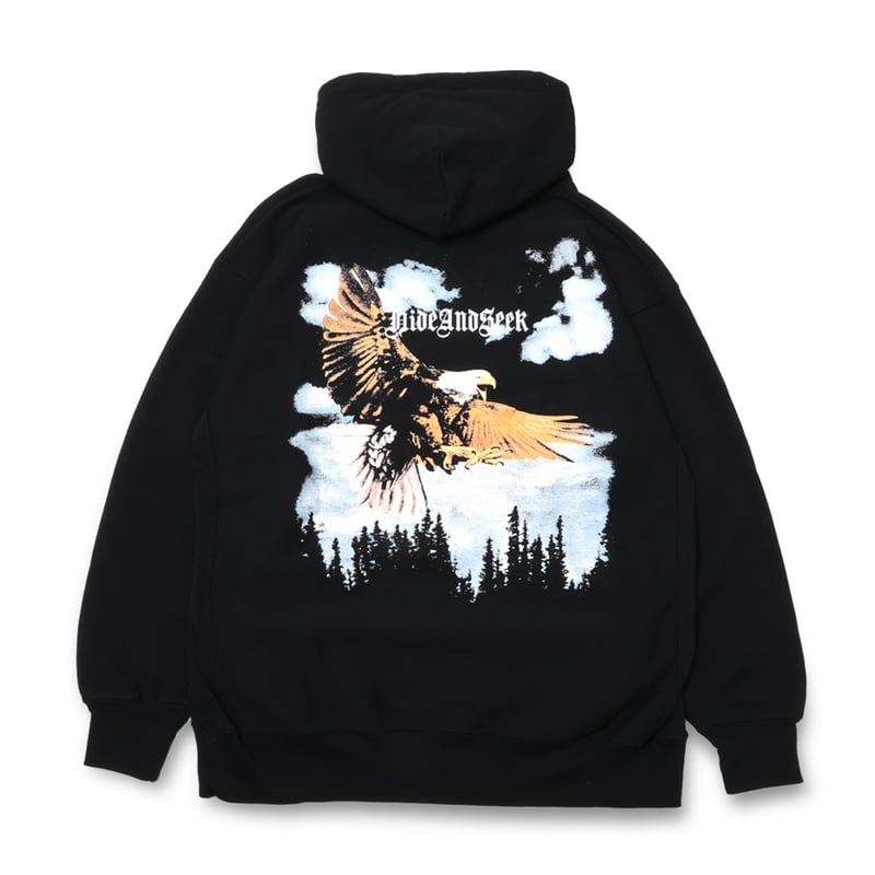 HIDE AND SEEK College Sweat Shirt 黒　XL College Hooded Sweat Shirt | HIDE AND SEEK Offi
