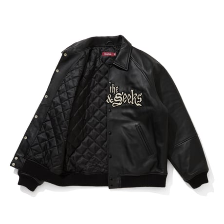 "HideandSeek×Toru Nishiura" Leather Varsity Jacket