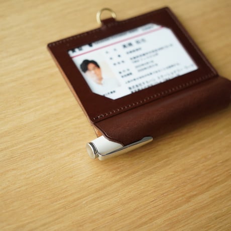 文具好きのためのIDケース｜ペンホルダー付き（マロン）CT06