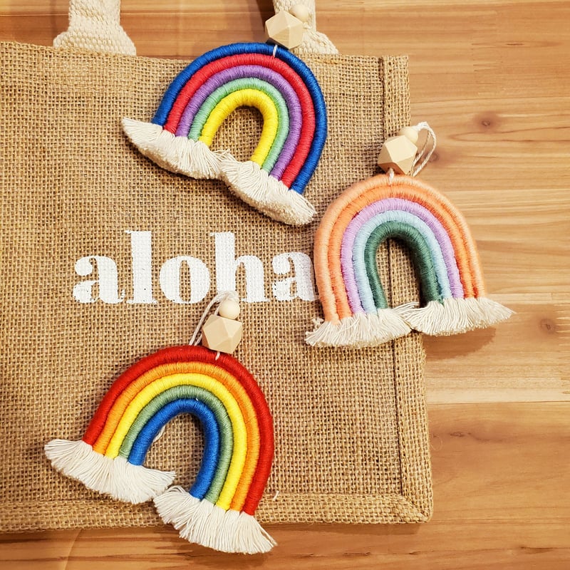 🌺セミオーダーメイド レインボーマクラメ ジュートバッグ | Hualalai