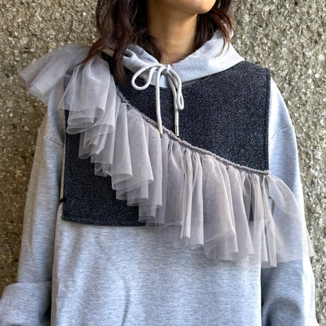 Side ribbon short vest(GY)