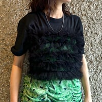 rib×tulle bare top(BK)