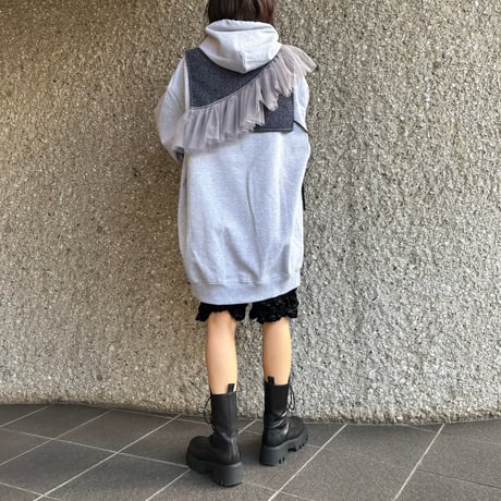 Side ribbon short vest(GY)