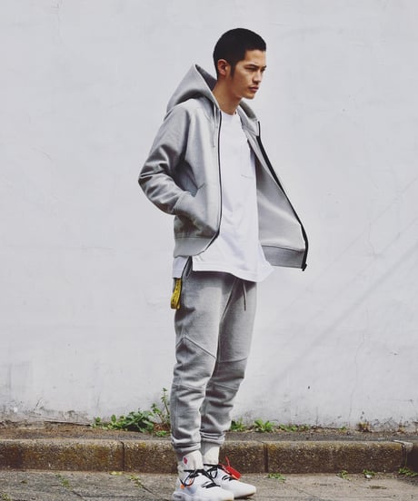 【奇跡の再入荷・1着限定】脚が長く見える5ポケットスウェットパンツ／Slim-fit Tapered Sweat Pants 杢グレー／GREY