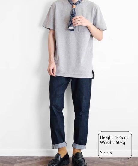 【XL1着限定】【テレビで話題・汗ジミにならない】Box Pocket Side Slit Tee Heather Gray　19S-108