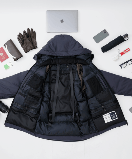 【1着限定／SAMPLE品／10,000円お得／NAVY・L】クラファンNo.1ダウン／累計3,000万円以上／究極の手ぶらダウン／THE GENIUS DOWN PARKA／令和の虎も多数ご愛用