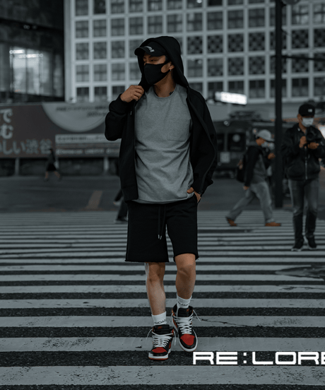 【超撥水・手ぶら】5ポケットスウェットショートパンツ ブラック 黒 Boxy Cut Off Sweat Short Pants Black　19S-218