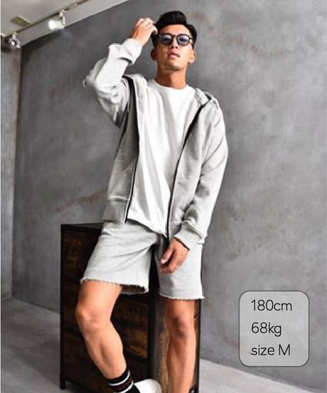 【超撥水・手ぶら】5ポケットスウェットショートパンツ 杢グレーBoxy Cut Off Sweat Short Pants Heather Gray　19S-218