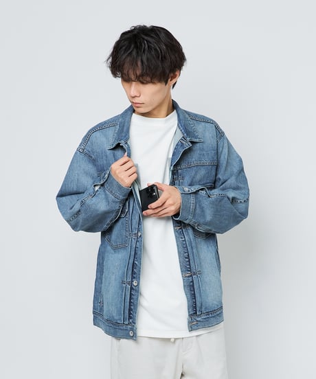 【唯一無二】ヴィンテージ×機能性｜軽量・伸縮・超撥水｜１０ポケット手ぶらＧジャン｜10 POCKETS JAPAN DENIM JACKET｜MID BLUE