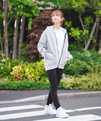 【超撥水】フードが立つ上質素材を使用したZIP UPパーカー／Raglan Zip Hooded Sweatshirt Heather Gray