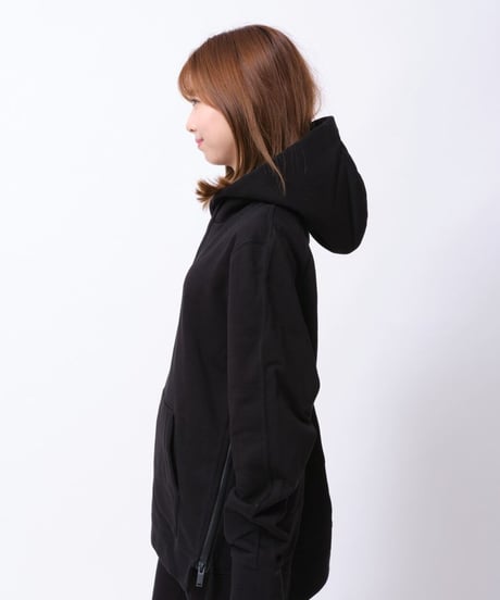 【超撥水】Pullover Side Zip Hooded Sweatshirt BLK　19S-103