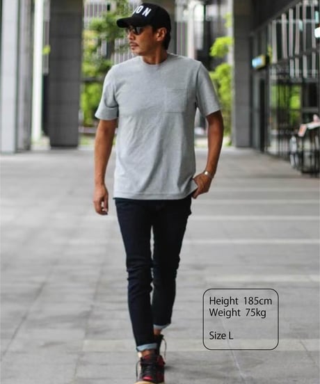 【XL1着限定】【テレビで話題・汗ジミにならない】Box Pocket Side Slit Tee Heather Gray　19S-108
