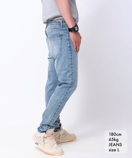 【ラスト1着・超撥水・脚長効果】14.5OZ／ヘビーオンスハイパーストレッチデニムパンツ Vintage Light Blue／ライトブルー／淡色