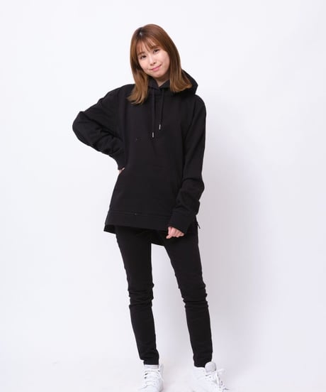 【超撥水】Pullover Side Zip Hooded Sweatshirt BLK　19S-103