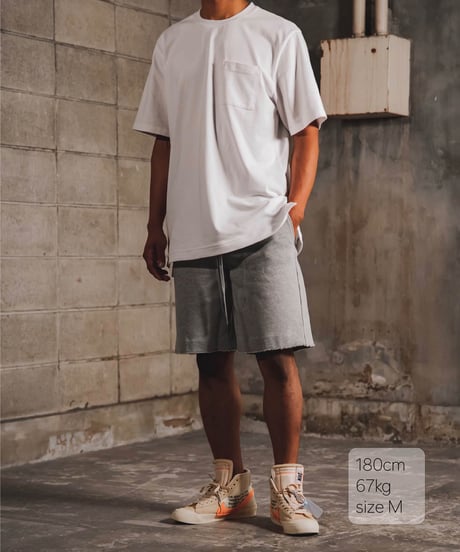 【超撥水・手ぶら】5ポケットスウェットショートパンツ 杢グレーBoxy Cut Off Sweat Short Pants Heather Gray　19S-218