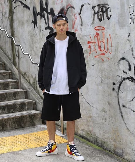 【超撥水・手ぶら】5ポケットスウェットショートパンツ ブラック 黒 Boxy Cut Off Sweat Short Pants Black　19S-218