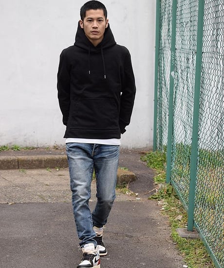 【超撥水・メディアで話題】プルオーバーサイドファスナーパーカー黒／ブラック Pullover Side Zip Hooded Sweatshirt BLACK