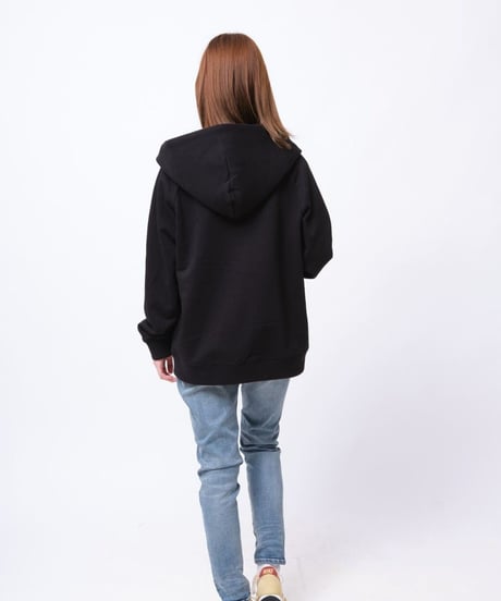 【超撥水】フードが立つ上質素材を使用したZIP UPパーカー／Raglan Zip Hooded Sweatshirt Black