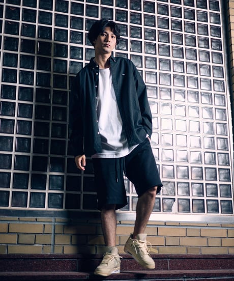 【超撥水・手ぶら】5ポケットスウェットショートパンツ ブラック 黒 Boxy Cut Off Sweat Short Pants Black　19S-218