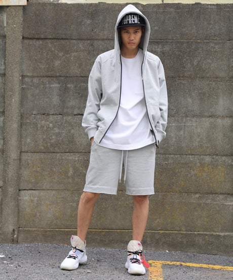 【テレビ掲載・超撥水】高品質の証・フードが立つ／ラグランフロントファスナーパーカー杢グレー　Raglan Zip Hooded Sweatshirt Heather Gray
