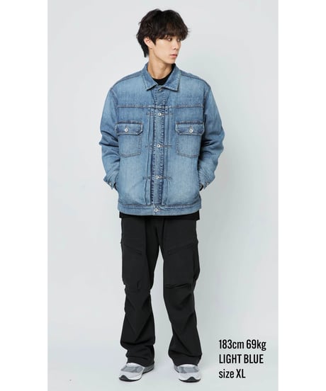 【最後の2着｜再入荷なし】ヴィンテージ×機能性｜軽量・伸縮・超撥水｜１０ポケット手ぶらＧジャン｜10 POCKETS JAPAN DENIM JACKET｜LIGHT BLUE