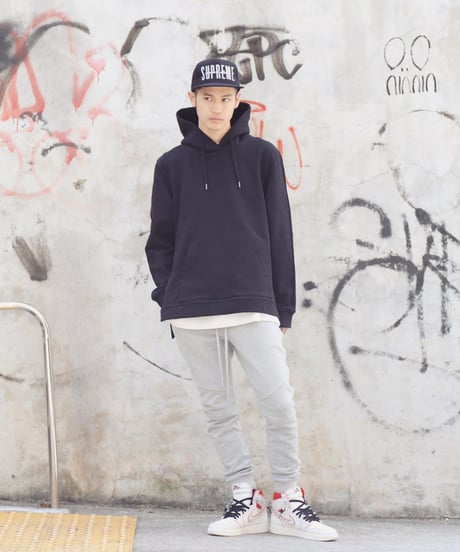【超撥水・メディアで話題】プルオーバーサイドファスナーパーカー黒／ブラック Pullover Side Zip Hooded Sweatshirt BLACK