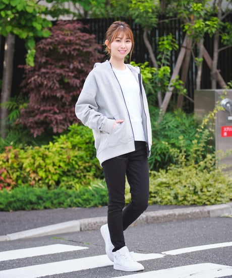 【超撥水】フードが立つ上質素材を使用したZIP UPパーカー／Raglan Zip Hooded Sweatshirt Heather Gray