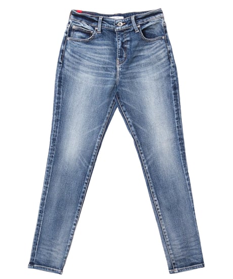 【特許超撥水】脚を長く・まっすぐ・美しく魅せる神JEANS WOMENミッドブルー／脚痩せ効果抜群／MID BLUE／ヴィンテージカラー